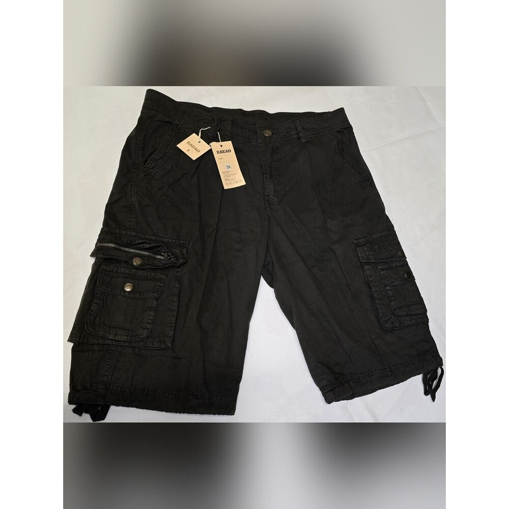 EAEAO 100% Cotton Mens Cargo Shorts Size 38 NWT Charcoal Casual Relaxed